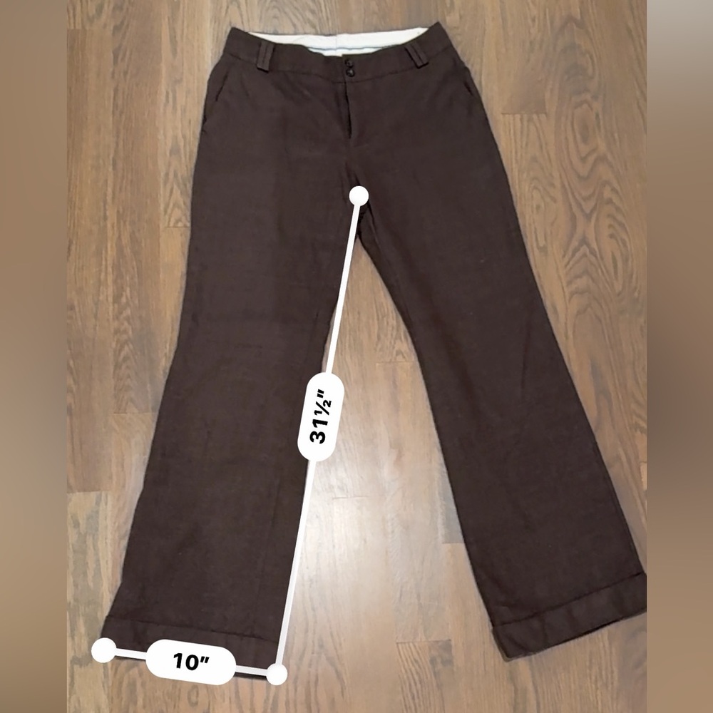 Women’s Brown Wool Blend Dress Pants Slim Fit Tailored Career wide leg M - Picture 4 of 8
